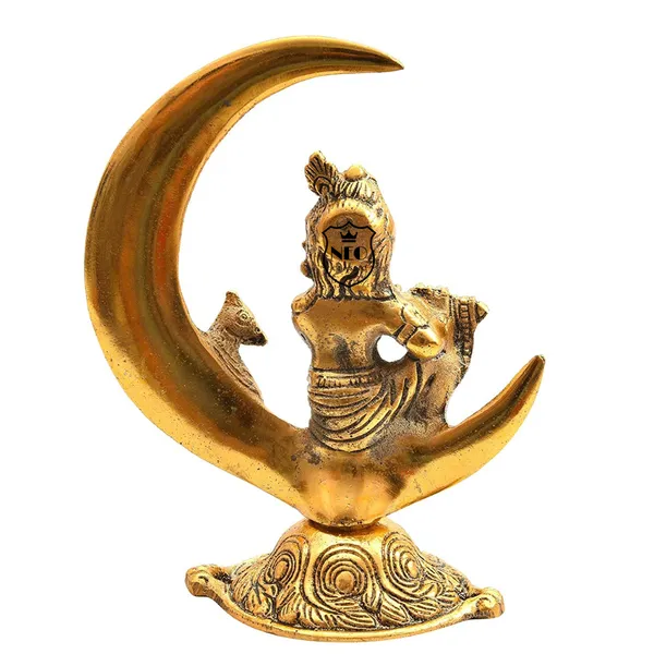 NEO_CLASSIC_Baby_Krishna_Idol_on_Moon_Showpiece_|_Gold_Plated_Krishna_Murti_Statue_for_Home_Puja,_Temple_Decor_&_Decorative_Gift_Item