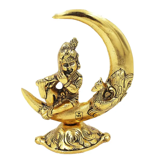 NEO_CLASSIC_Baby_Krishna_Idol_on_Moon_Showpiece_|_Gold_Plated_Krishna_Murti_Statue_for_Home_Puja,_Temple_Decor_&_Decorative_Gift_Item