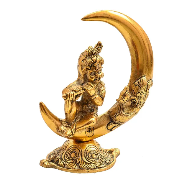 NEO_CLASSIC_Baby_Krishna_Idol_on_Moon_Showpiece_|_Gold_Plated_Krishna_Murti_Statue_for_Home_Puja,_Temple_Decor_&_Decorative_Gift_Item