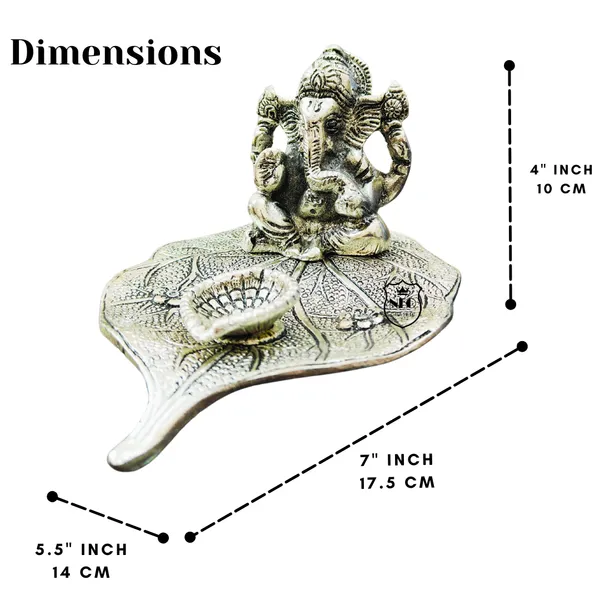 NEO_CLASSIC_Ganesh_Idol_on_Leaf_Deepak_with_Diya_|_Metal_Hand-Carved_Lord_Ganesha_Decorative_Showpiece_for_Home_Decor_&_Pooja