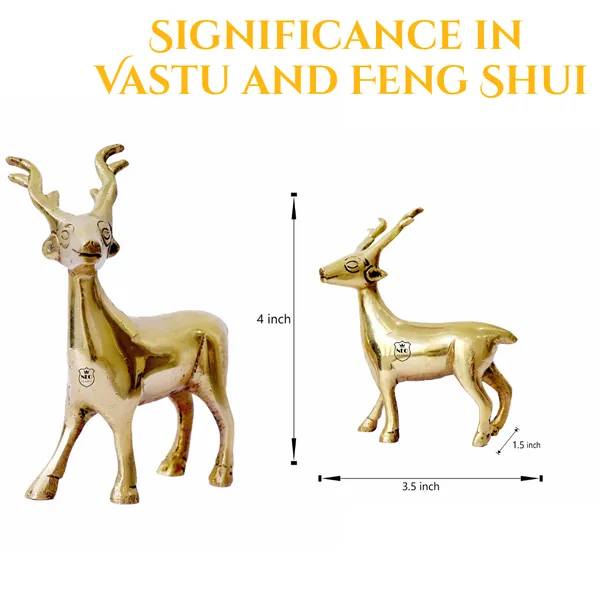 NEO_CLASSIC_Hiran_Vastu_Feng_Shui_Brass_Deer_Statue_Set_of_2_|_Standing_Decorative_Deer_Figurines_for_Home,_Office_&_Table_Decor_|_Height_4_Inch