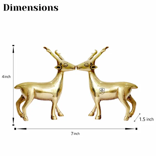 NEO_CLASSIC_Hiran_Vastu_Feng_Shui_Brass_Deer_Statue_Set_of_2_|_Standing_Decorative_Deer_Figurines_for_Home,_Office_&_Table_Decor_|_Height_4_Inch