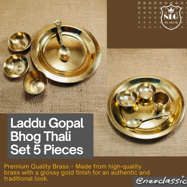 NEO_CLASSIC_Laddu_Gopal_Bhog_Thali_Set_–_Brass_Puja_Bartan_for_Mandir_(5_Pieces,_7_Inch)