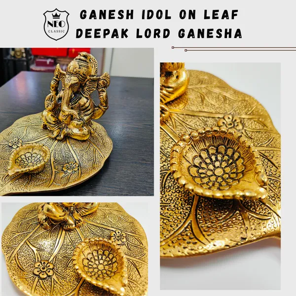 Ganesh_Idol_on_Leaf_with_Deepak_Lord_Ganesha_Metal_Handcrafted_Idol_with_Diya_Home_Decorative,_Puja,_Corporate_Spiritual_Gift_Gold_Finish
