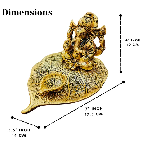 Ganesh_Idol_on_Leaf_with_Deepak_Lord_Ganesha_Metal_Handcrafted_Idol_with_Diya_Home_Decorative,_Puja,_Corporate_Spiritual_Gift_Gold_Finish