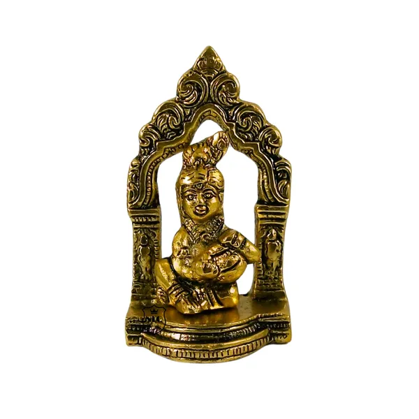 NEO_CLASSIC_Bal_Gopal_Krishna_Eating_Makhan_Idol_Gold_Finish_Metal_Statue_4_Inch