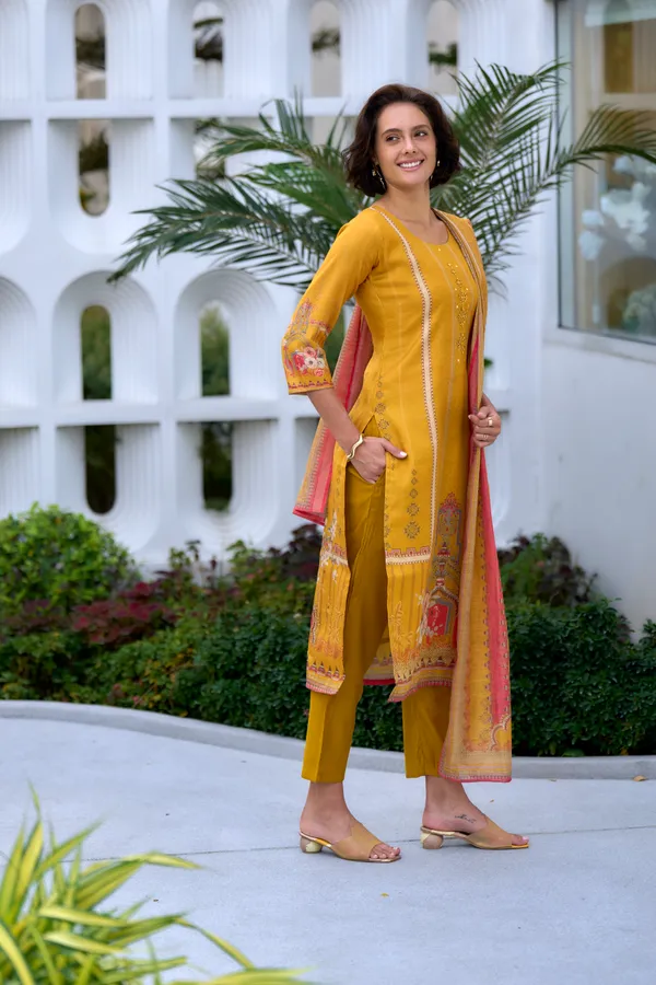 Mustard_Viscose_Kurta,_Pant_&_Dupatta_Set_For_Women_&_Girls