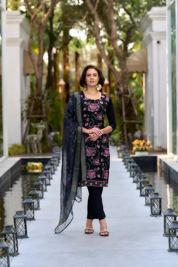 Black_Viscose_Kurta,_Pant_&_Dupatta_Set_For_Women_&_Girls