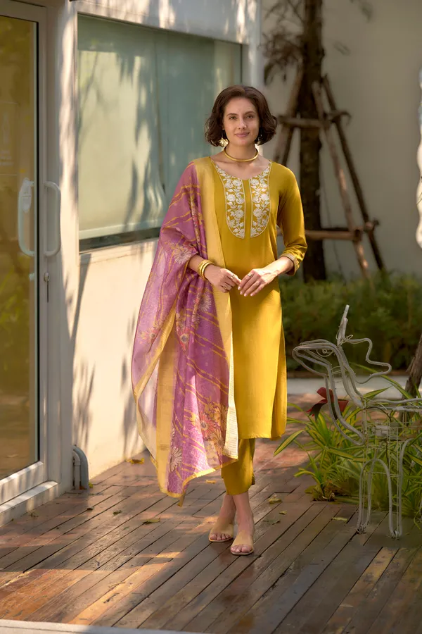 Mustard_Viscose_Kurta,_Pant_&_Dupatta_Set_For_Women_&_Girls