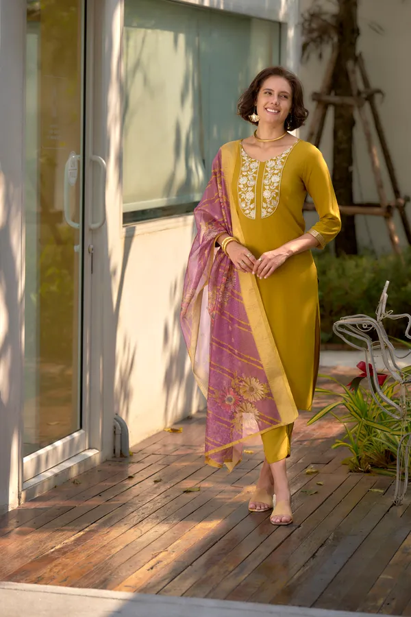 Mustard_Viscose_Kurta,_Pant_&_Dupatta_Set_For_Women_&_Girls