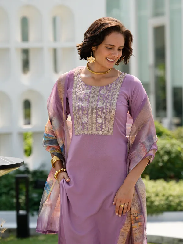 Lavender_Viscose_Kurta,_Pant_&_Dupatta_Set_For_Women_&_Girls