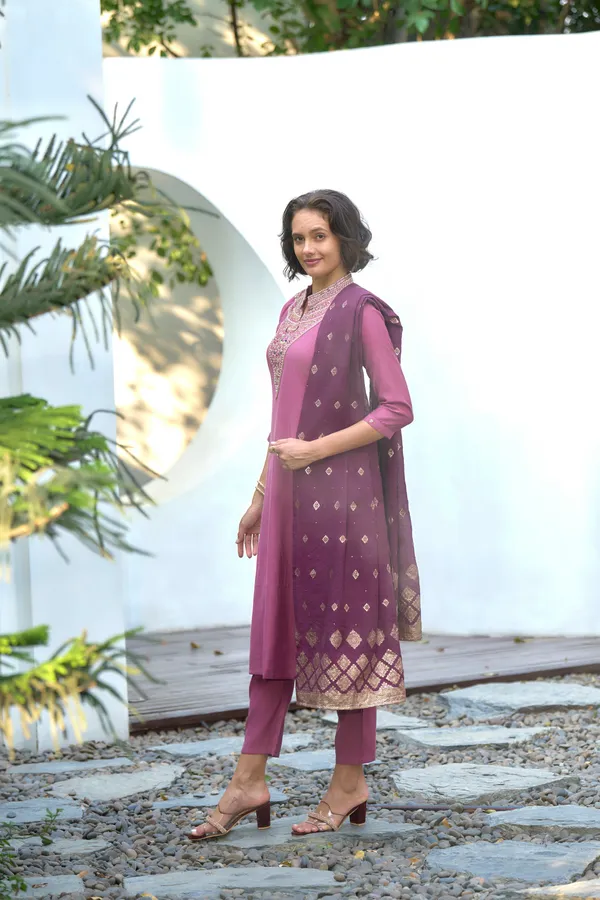 Peach_Viscose_Kurta,_Pant_&_Dupatta_Set_For_Women_&_Girls
