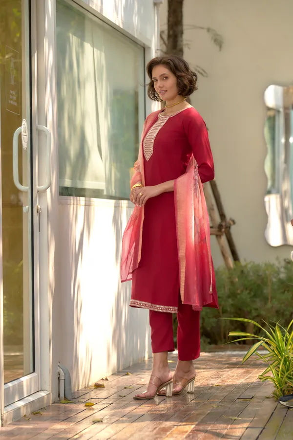 Red_Viscose_Kurta,_Pant_&_Dupatta_Set_For_Women_&_Girls