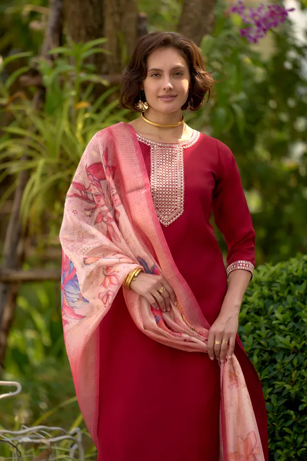 Red_Viscose_Kurta,_Pant_&_Dupatta_Set_For_Women_&_Girls