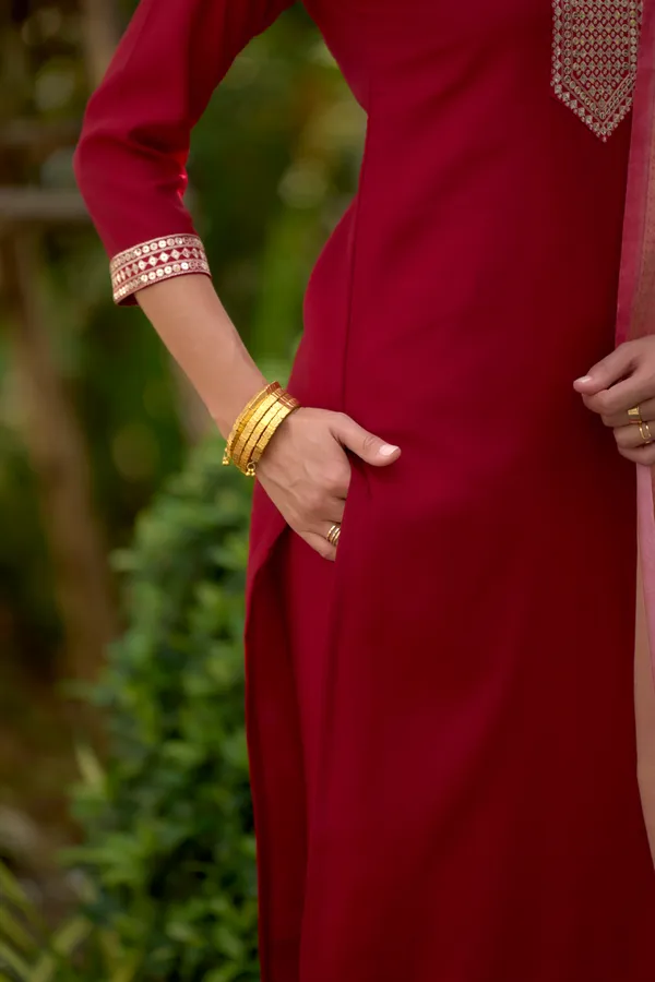 Red_Viscose_Kurta,_Pant_&_Dupatta_Set_For_Women_&_Girls