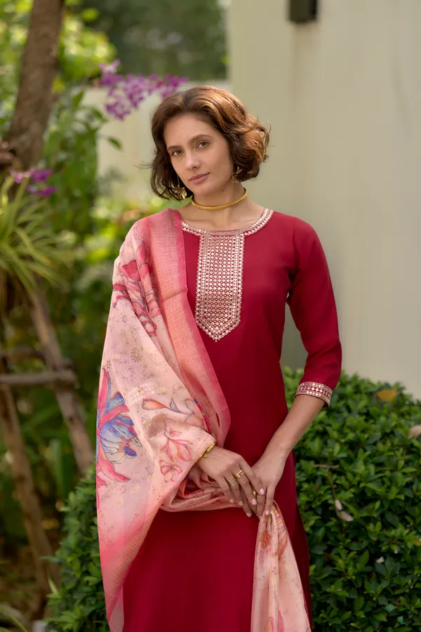 Red_Viscose_Kurta,_Pant_&_Dupatta_Set_For_Women_&_Girls