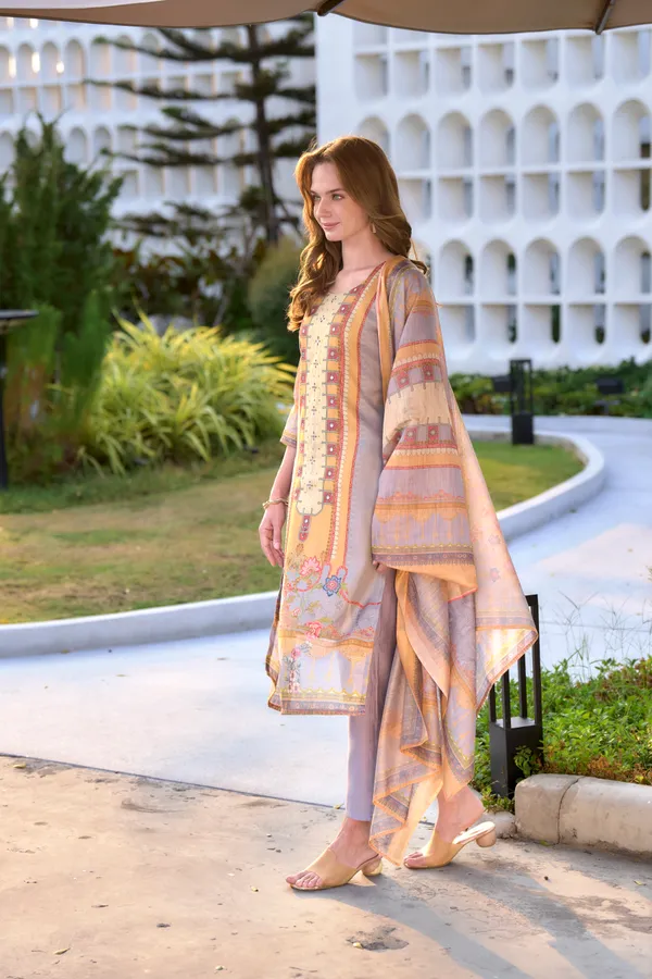 Taupe_Viscose_Kurta,_Pant_&_Dupatta_Set_For_Women_&_Girls