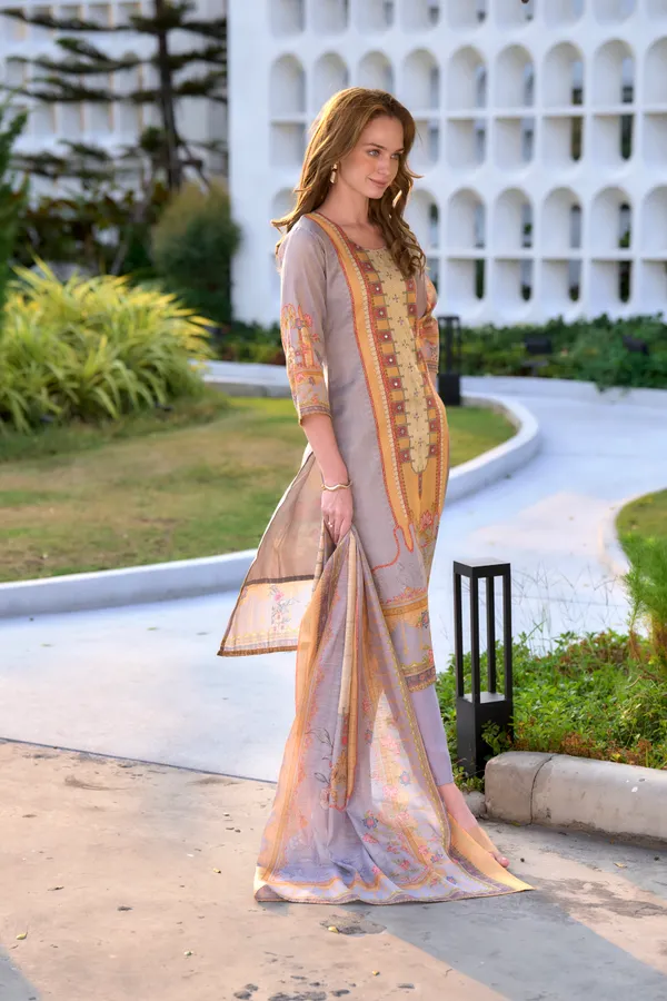 Taupe_Viscose_Kurta,_Pant_&_Dupatta_Set_For_Women_&_Girls