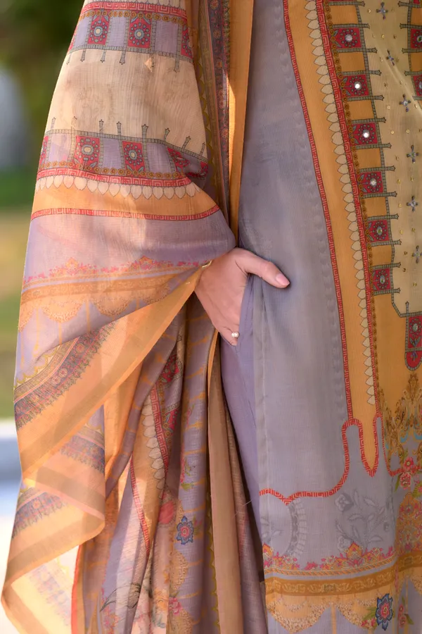 Taupe_Viscose_Kurta,_Pant_&_Dupatta_Set_For_Women_&_Girls