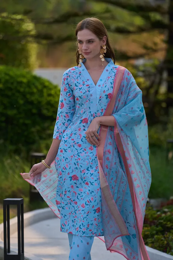 Aqua_Viscose_Kurta,_Pant_&_Dupatta_Set_For_Women_&_Girls