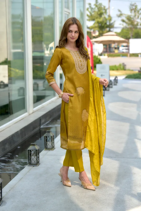 Mustard_Viscose_Kurta,_Pant_&_Dupatta_Set_For_Women_&_Girls