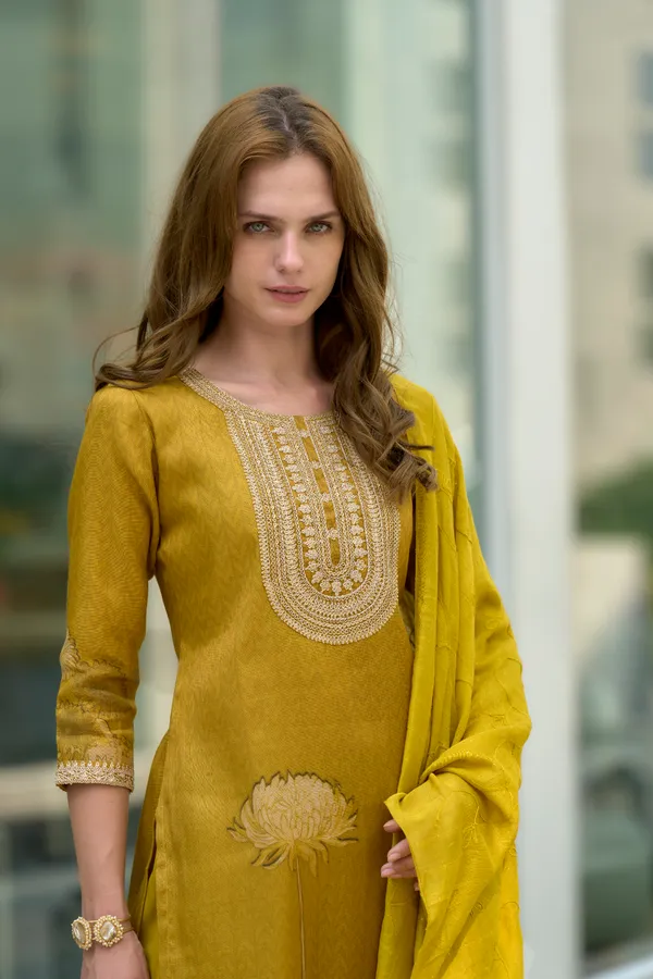 Mustard_Viscose_Kurta,_Pant_&_Dupatta_Set_For_Women_&_Girls