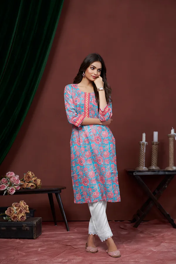 Pink_Cotton_Linen_Stylish_Handworked_Kurta_For_Women_&_Girls