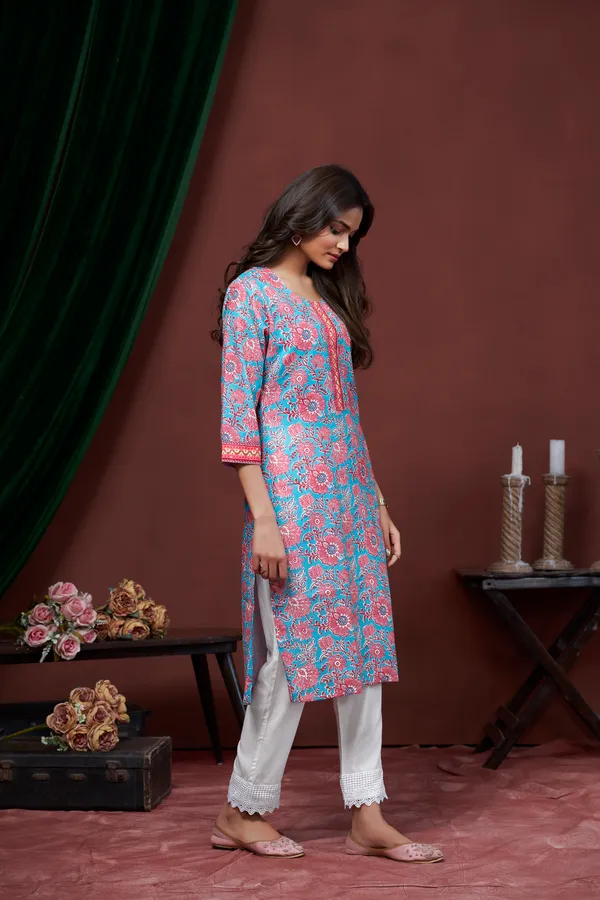 Pink_Cotton_Linen_Stylish_Handworked_Kurta_For_Women_&_Girls