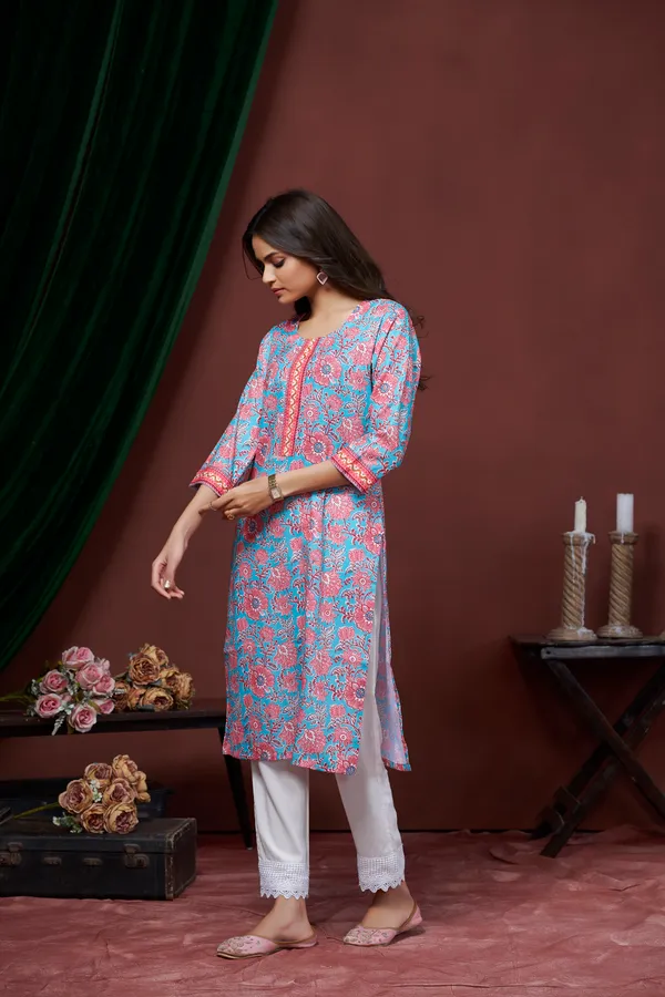 Pink_Cotton_Linen_Stylish_Handworked_Kurta_For_Women_&_Girls