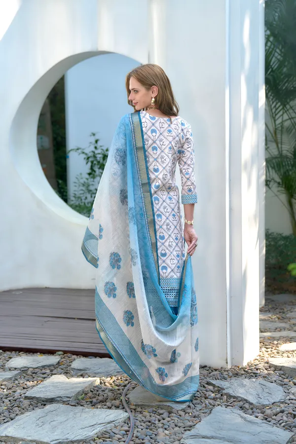 White_Viscose_Kurta,_Pant_&_Dupatta_Set_For_Women_&_Girls