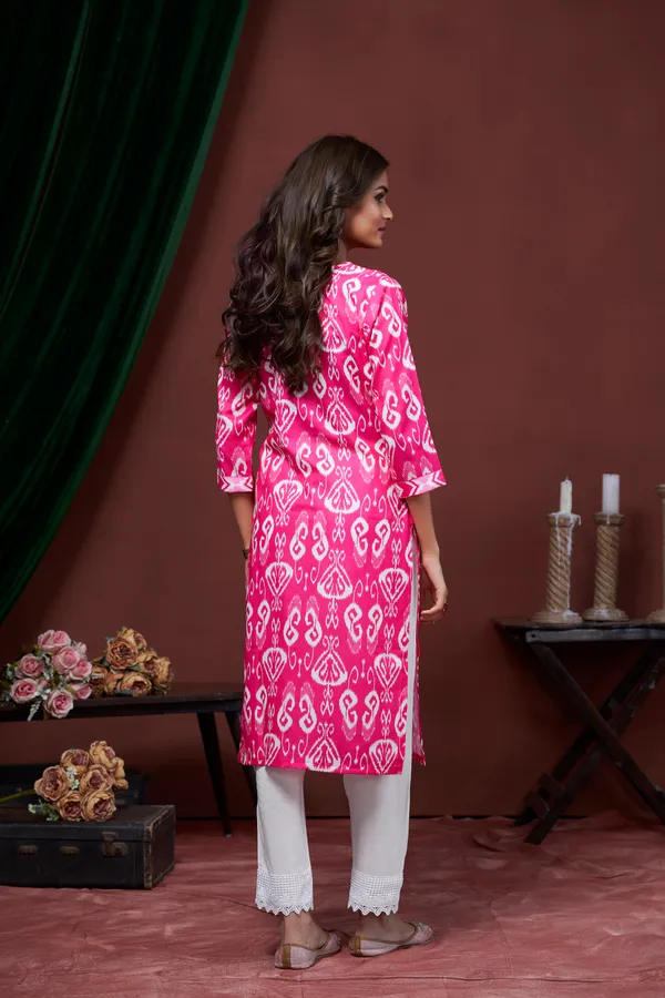 Pink_Cotton_Linen_Stylish_Handworked_Kurta_For_Women_&_Girls