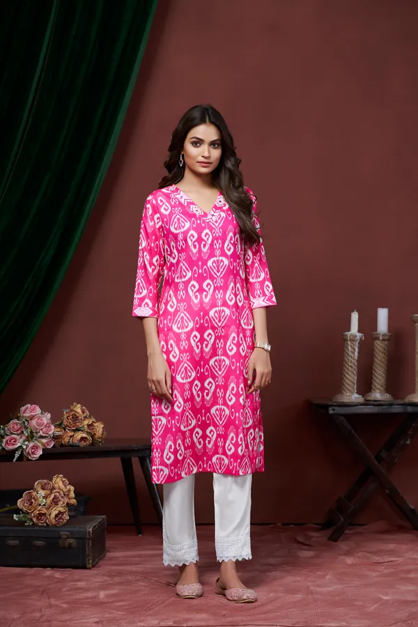 Pink_Cotton_Linen_Stylish_Handworked_Kurta_For_Women_&_Girls