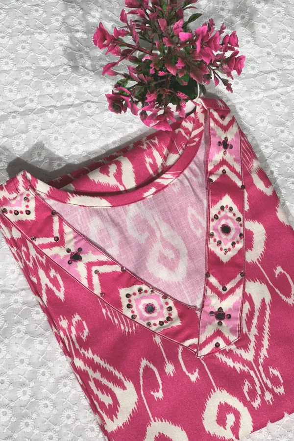 Pink_Cotton_Linen_Stylish_Handworked_Kurta_For_Women_&_Girls