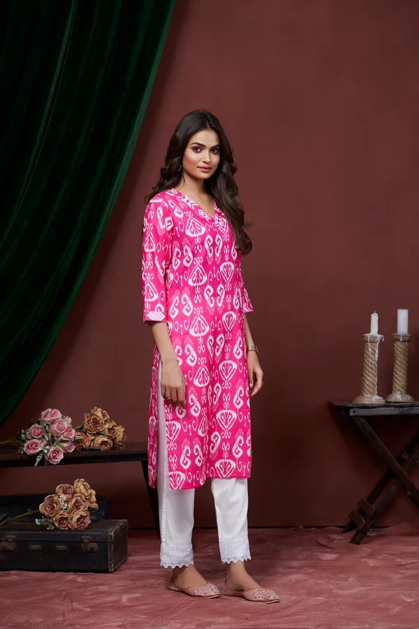 Pink_Cotton_Linen_Stylish_Handworked_Kurta_For_Women_&_Girls