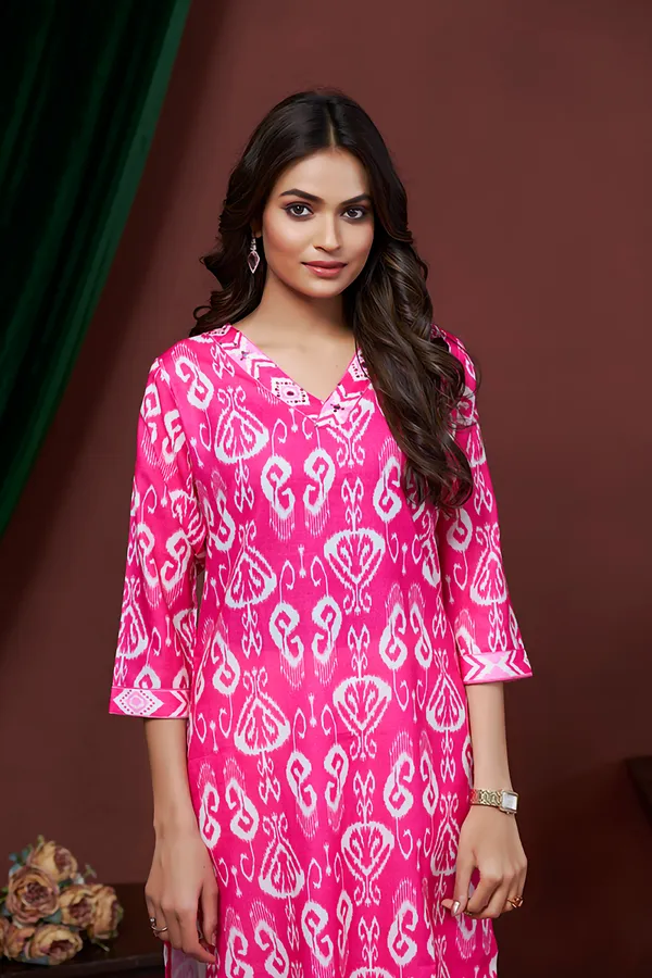 Pink_Cotton_Linen_Stylish_Handworked_Kurta_For_Women_&_Girls
