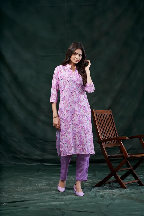 Lavender_Cotton_Linen_Stylish_Handworked_Kurta_For_Women_&_Girls