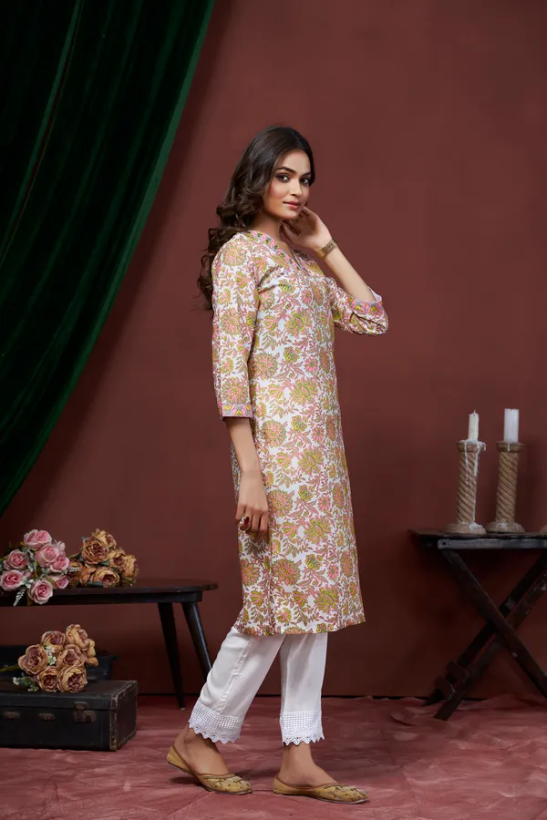 Yellow_Cotton_Linen_Stylish_Handworked_Kurta_For_Women_&_Girls