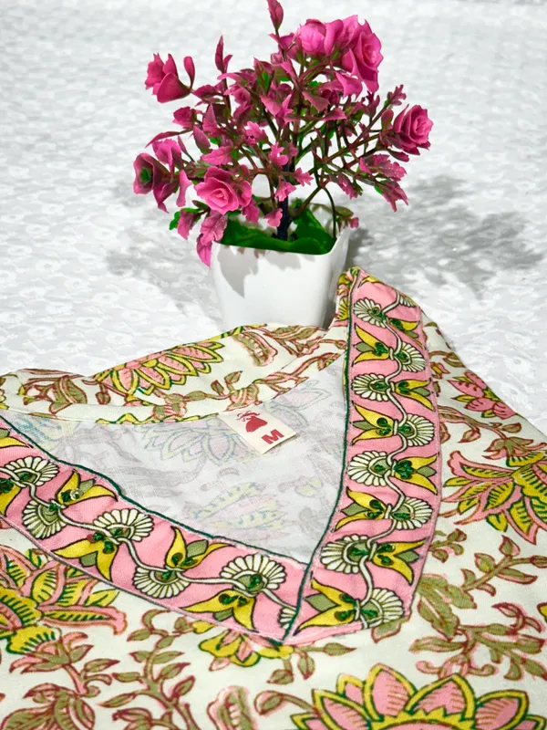 Yellow_Cotton_Linen_Stylish_Handworked_Kurta_For_Women_&_Girls