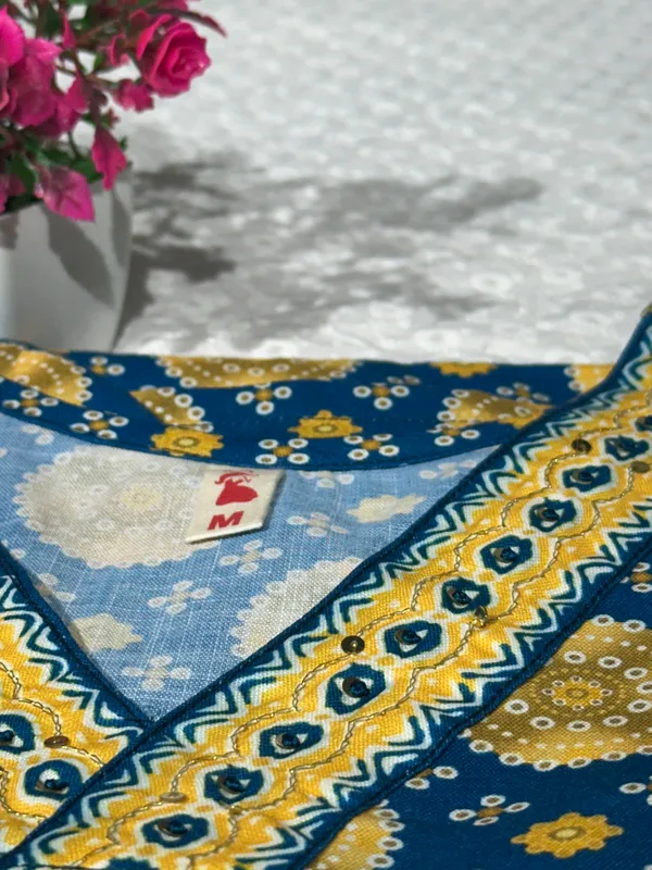 Blue_Cotton_Linen_Stylish_Handworked_Kurta_For_Women_&_Girls