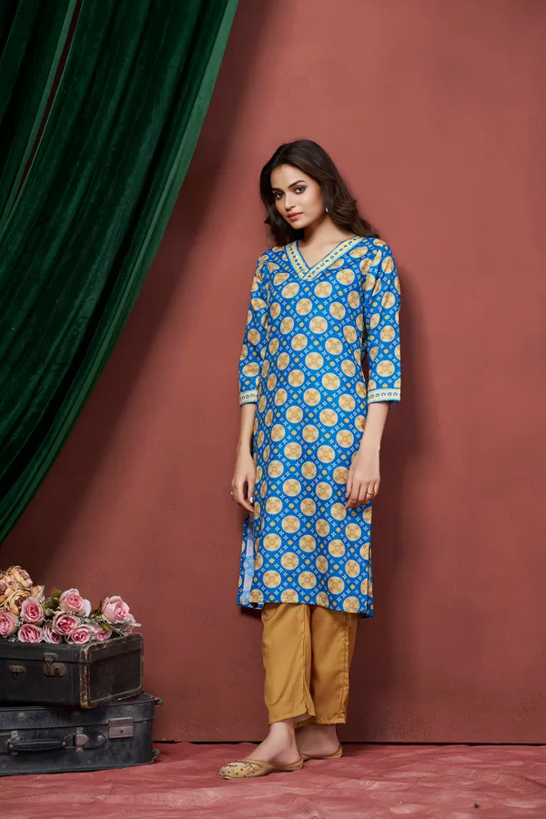 Blue_Cotton_Linen_Stylish_Handworked_Kurta_For_Women_&_Girls