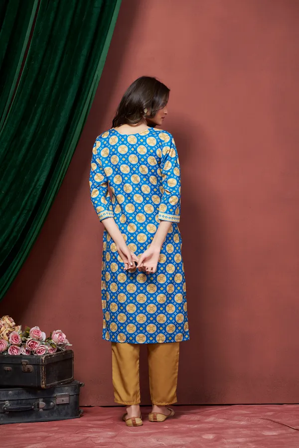 Blue_Cotton_Linen_Stylish_Handworked_Kurta_For_Women_&_Girls