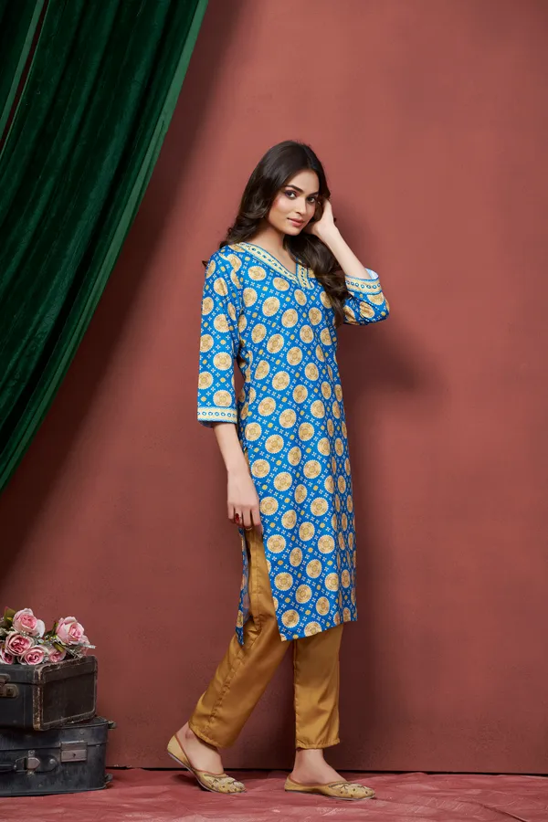 Blue_Cotton_Linen_Stylish_Handworked_Kurta_For_Women_&_Girls
