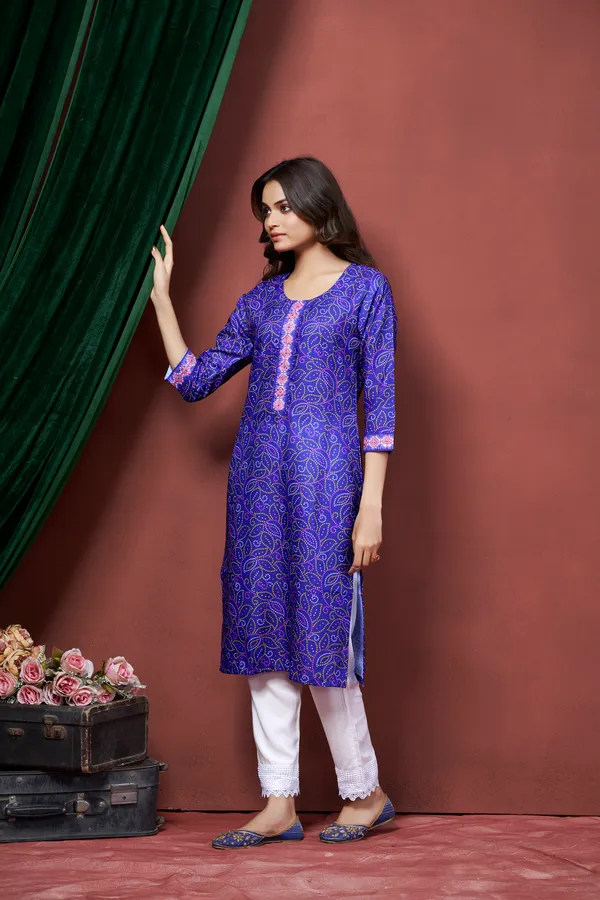 Blue_Cotton_Linen_Stylish_Handworked_Kurta_For_Women_&_Girls