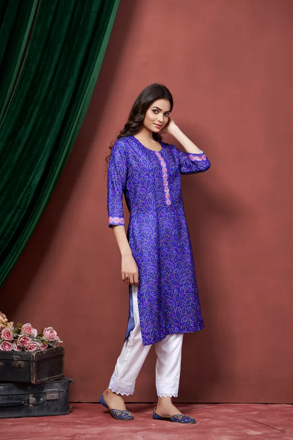 Blue_Cotton_Linen_Stylish_Handworked_Kurta_For_Women_&_Girls