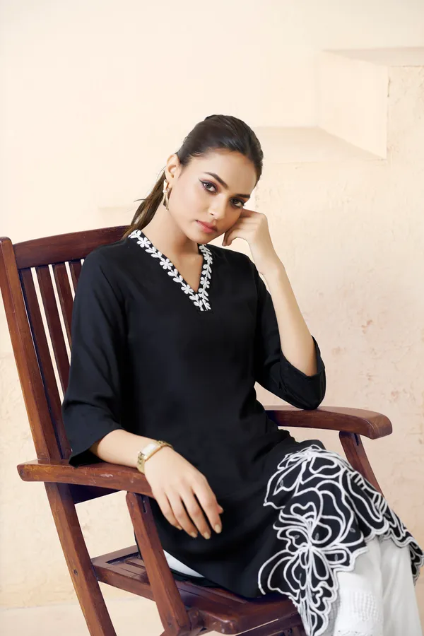 Black_Viscose_Rayon_Embroidery_Kurta_For_Women_&_Girls