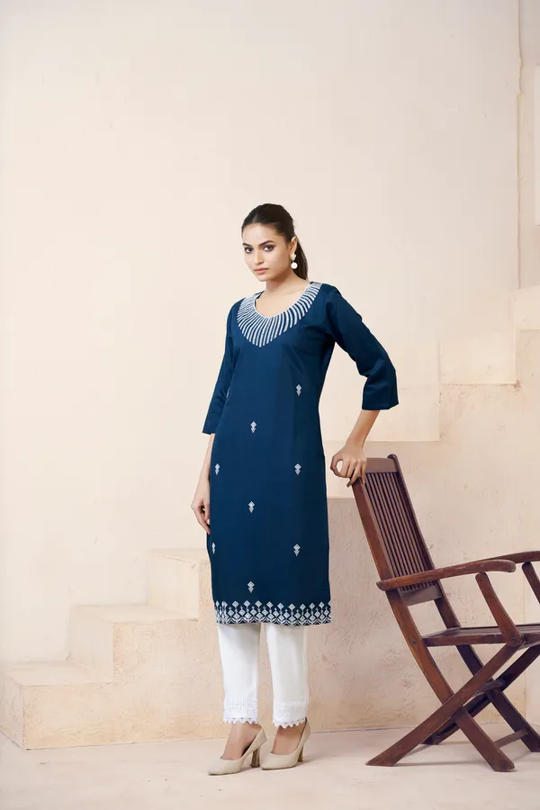 Blue_Viscose_Rayon_Embroidery_Kurta_For_Women_&_Girls