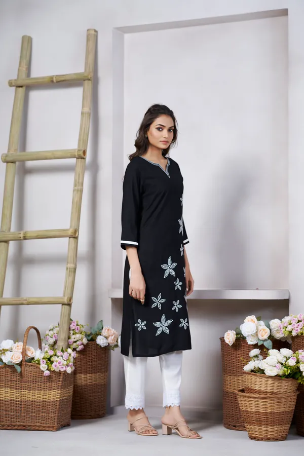 Black_Viscose_Rayon_Embroidery_Kurta_For_Women_&_Girls