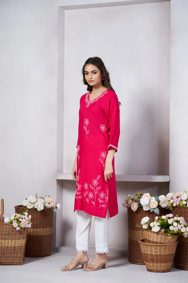 Light_Pink_Viscose_Rayon_Embroidery_Kurta_For_Women_&_Girls