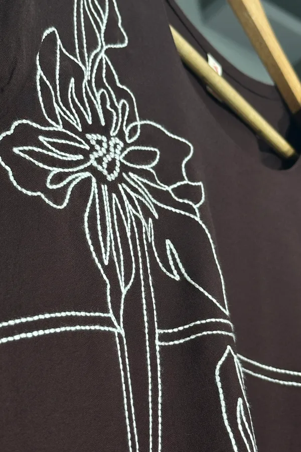 Brown_Viscose_Rayon_Embroidery_Kurta_For_Women_&_Girls