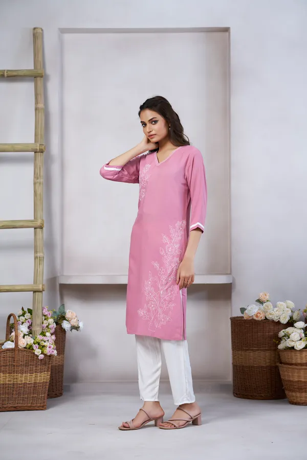 Light_Pink_Viscose_Rayon_Embroidery_Kurta_For_Women_&_Girls